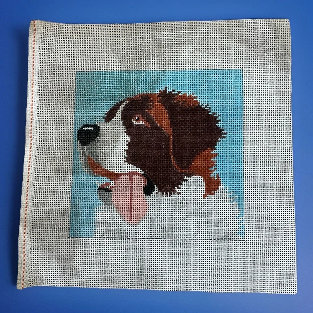 Cat's Cradle Handpainted Needlepoint Canvas Saint Bernard Dog Alpine Mastiff
